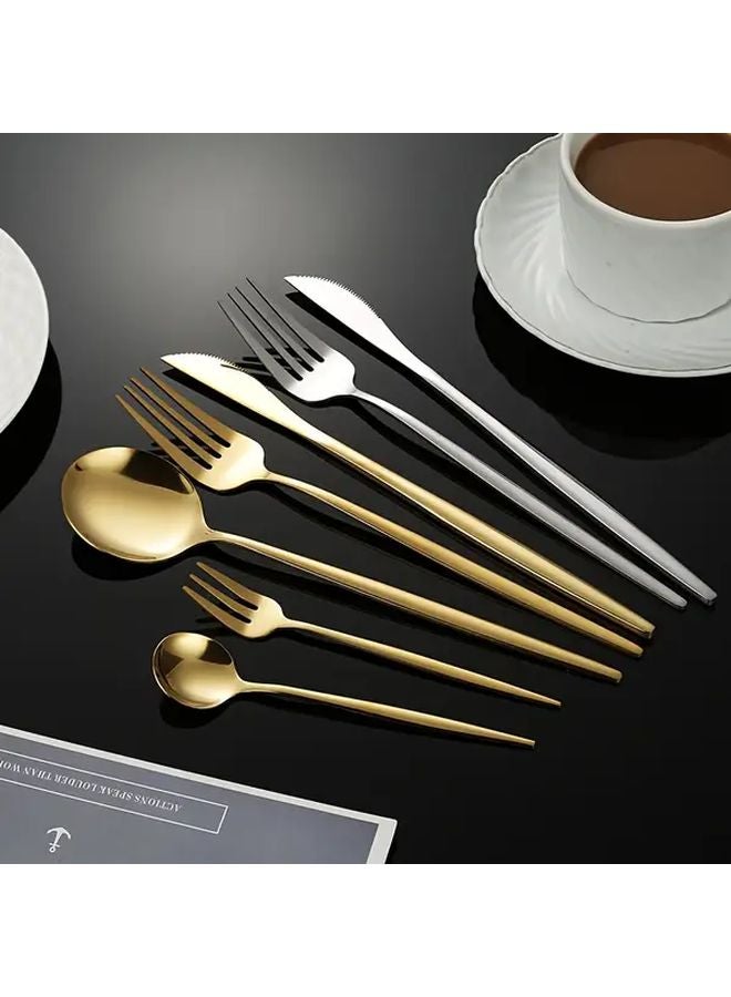 20 Piece Gold Mirror Polished Stainless Steel Tableware Set For Home Hotel Banquet - Image 2